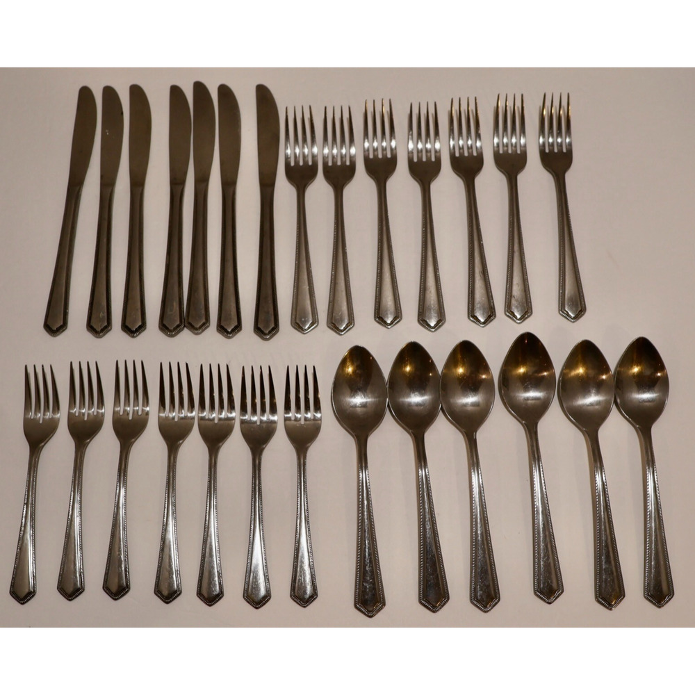 National Stainless Flatware 27 Pieces Made in Korea Forks Spoons Knives NST88